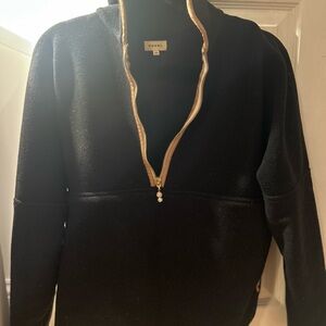 Donni Black Quarter-Zip Pullover Fleece with Pearl Accent